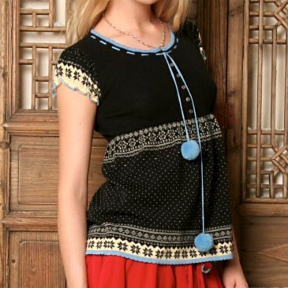 RARE 2000s Free People Birds Eye Babydoll Sweater ASO Alex Russo - Picture 4 of 16